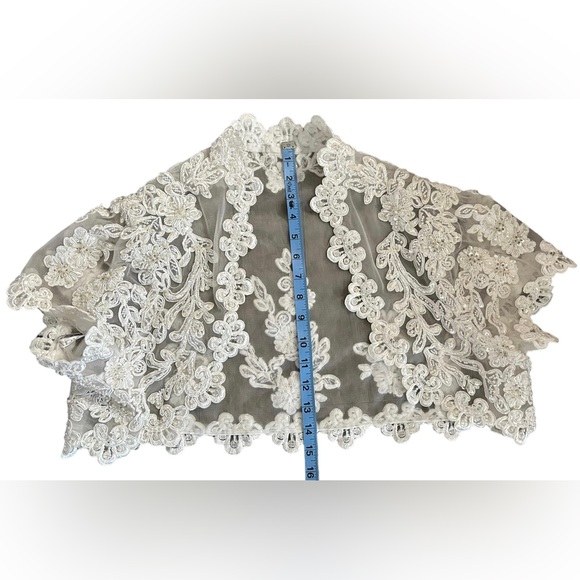 PC MARYS Wedding bolero bridal dress bridal short sleeve beaded crop jacket NWOT - Picture 4 of 7